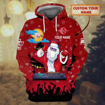 Santa DJ Personalized Name 3D Hoodie , Christmas Gift For DJ - Thegiftio UK