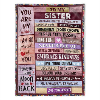 To My Sister Blanket, I Love You To The Moon And Back. Gift For Sister Family Home Decor Bedding Couch Sofa Soft - Thegiftio UK