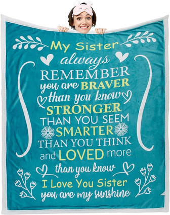 Sister Blanket, Gorgeous Sister Blankets from Sister, Cuddly Sisters Gifts from Sister with Heartfelt Message - Thegiftio