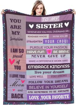 Sister Blanket - To My Sister Super Soft Fleece Throw Blankets for Birthday Mothers Day, Valentines Day or Christmas - Thegiftio UK