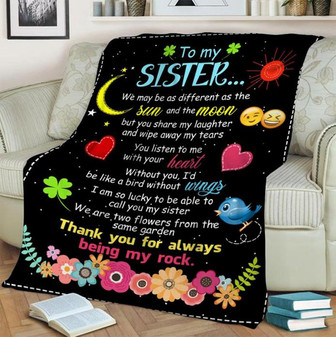 To My Sister Fleece Blanket We May Be As Different As The Sun And Moon, Gift For Bestie, Gift For Family - Thegiftio UK