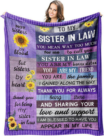 Sister in Law Birthday Gifts Throw Blanket, Mothers Day Birthday Gifts for Sister in Law - Bonus Sister Gifts - Thegiftio UK