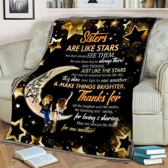 To My Sister Love You To The Moon Fleece Blanket Gift For Sister Family Birthday Gift Home Decor Bedding Couch Sofa Soft - Thegiftio UK