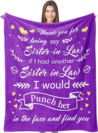 Sister-in-Law Blanket, Birthday Gifts for Sister in Law, Sister in Law Wedding Flannel Blankets - Thegiftio UK