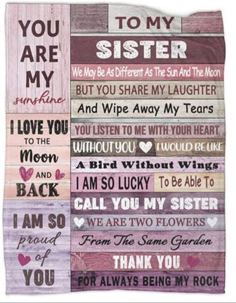 To My Sister Thank You For Always Being My Rock Blanket Gift For Sister Birthday Gift Home Decor Bedding Couch Sofa Soft - Thegiftio UK