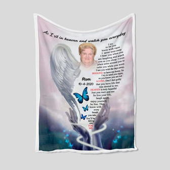 As I Sit In Heaven Watching You Everyday Blanket, Personalized Name Blanket, Custom Photo Blanket, Memorial Blanket, Family Throw Blanket - Thegiftio UK