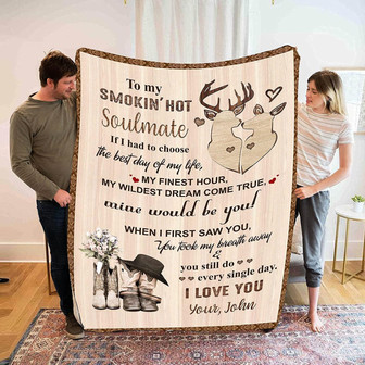 To My Smocking Hot Soulmate Blanket, Christmas Birthday Gift for Wife Husband Fiancée Girlfriend - Thegiftio UK