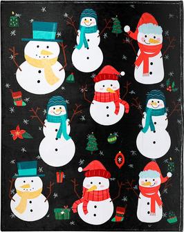 Snowman Throw Blanket, Snowman Winter Blanket for Boys, Girls, Adults, Teens, and Kids, Fleece Winter Themed Blanket - Thegiftio UK