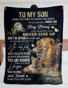 To My Son Always Remember You're Braver Than You Think Fleece Blanket, Christmas Gift, New Year Gift, Love From Dad - Thegiftio UK