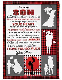 To My Son I Am Always Right There In Your Heart Red Plaid Blanket Gift For Son From Mom Birthday Gift Home Decor - Thegiftio UK
