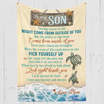 To My Son The Big Waves In Life Sea Turtle Blanket Gift For Son From Mom Birthday Gift Home Decor Bedding Couch - Thegiftio UK