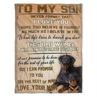 To My Son Blanket, This Old Women Will Always Have Your Back,Gift For Son Family Home Decor Bedding Couch Sofa Soft - Thegiftio UK