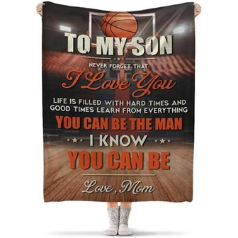 To My Son Blanket Gift For Son From Mom Never Forget That I Love You Blanket Basketball Fleece Blanket - Thegiftio