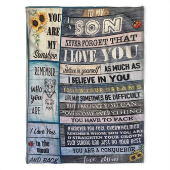 To My Son Blanket, Fleece Blanket, You Are My Sunshie, Gift For Son Family Home Decor Bedding Couch Sofa Soft - Thegiftio UK