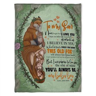 To My Son Blanket, When Life Tries To Knock You Down This Old Fox,Gift For Son Family Home Decor Bedding Couch Sofa Soft - Thegiftio UK