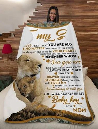 To My Son Braver Than You Think Mom Lion Never Feel Fleece Blanket Gift For Son To Mom Home Decor Bedding Couch - Thegiftio UK