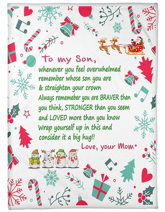 To My Son Consider It A Big Hug Christmas Blanket Gift For Son From Mom Home Decor Bedding Couch Sofa Soft - Thegiftio UK
