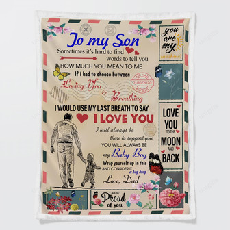 To My Son From Dad Air Mail Consider It A Big Hug Fleece Blanket Gift For Son Birthday Gift Home Decor Bedding Couch - Thegiftio UK