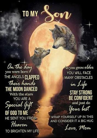 To My Son On The Day You Were Born Mom Wolves Moon Premium Fleece Blanket Gift For Son From Mom Home Decor Bedding Couch - Thegiftio UK