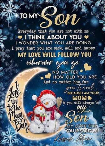 To My Son Everyday That You Are Not With Me Mom Snowmans Premium Fleece Blanket Gift For Son Home Decor Bedding Couch - Thegiftio UK