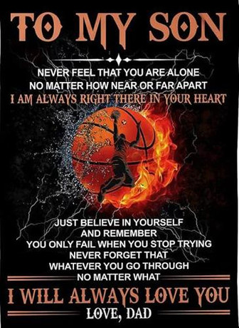 To My Son Never Feel That You Are Alone Basketball Fleece Blanket Gift For Son From Dad Home Decor Bedding Couch - Thegiftio