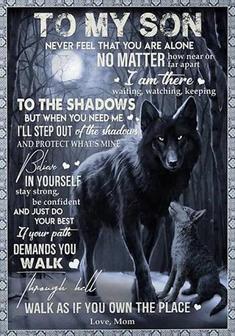 To My Son Never Feel That You Are Alone Mom Black Wolves Fleece Blanket Gift For Son Home Decor Bedding Couch Sofa Soft - Thegiftio UK
