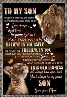 To My Son Never Feel That You Are Alone No Matter How Near Or Far Apart Son Lion Premium Fleece Blanket Gift For Son - Thegiftio UK