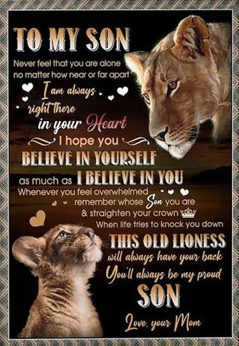 To My Son Never Feel That You Are Alone No Matter How Near Or Far Apart Son Lion Premium Fleece Blanket Gift For Son - Thegiftio