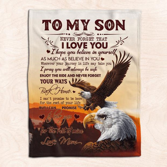 To My Son Fleece Blanket Never Forget That I Love You Gift From Mom Home Decor Bedding Couch Sofa Soft and Comfy Cozy - Thegiftio UK