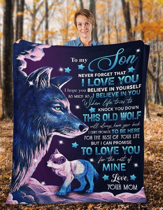 To My Son Fleece Blanket, Blanket To Son Gifts, Wolf Blanket, Birthday Gift Blanket, Christmas Gift - Thegiftio UK