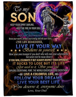To My Son Follow Your Dreams Live Your Best Life Fleece Blanket Family Gift Gift For Son Gift From Dad - Thegiftio UK