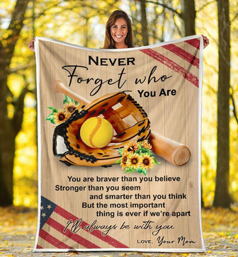 To My Son Never Forget Who You Are, American Flag Fleece Blanket, Gift For Son, Gift For Baseball Lover, - Thegiftio UK