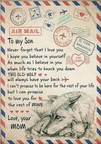 To My Son Never Forget That I Love You Mom Letter Wolves Premium Fleece Blanket Gift For Son Home Decor Bedding Couch - Thegiftio UK
