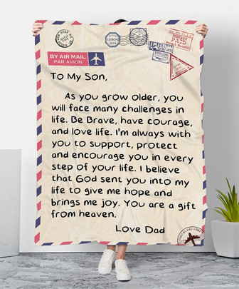 To my Son As You Grow Older,you will face many challenges in life Love Dad Message Blanket Gift For - Thegiftio