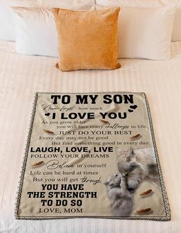 To My Son Just Do Your Best Wolf Mom Blanket Gift For Son From Mom Birthday Gift Home Decor Bedding Couch Sofa Soft - Thegiftio UK