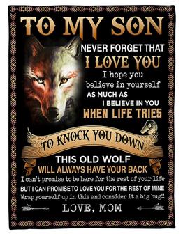To My Son To Know You Down - Wolf Blanket Gift For Son From Mom Birthday Gift Home Decor Bedding Couch Sofa Soft - Thegiftio UK