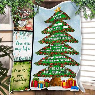 To My Son You Are My Life Christmas Tree Blanket Gift For Son From Mom Birthday Gift Home Decor Bedding Couch Sofa Soft - Thegiftio UK