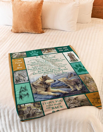 To My Son You Are My Life Wolf Mom Blanket Gift For Son From Mom Birthday Gift Home Decor Bedding Couch Sofa Soft - Thegiftio UK