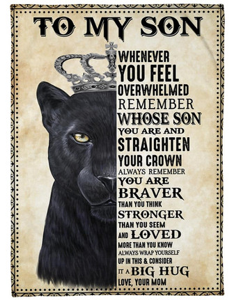 To My Son Lion Remember Whose Son You Are Fleece Blanket Gift For Family, Birthday, Son, Mother To Son Gift - Thegiftio UK
