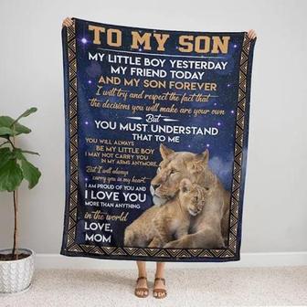 To My Son My Little Boy Yesterday Fleece Blanket Gift For Son From Mom Home Decor Bedding Couch Sofa Soft And Comfy Cozy - Thegiftio UK