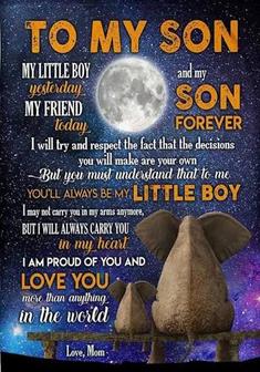 To My Son My Little Boy Yesterday My Friend Today Mom Galaxy Elephants Fleece Blanket Gift For Son From Mom Home Decor - Thegiftio UK