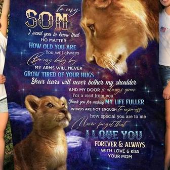 To My Son I Love You Forever & Always Lions Galaxy Fleece Blanket Gift For Son From Mom Home Decor Bedding Couch - Thegiftio UK
