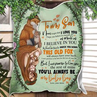To My Son - Fox Green Background I Believe In You Blanket Gift For Son Birthday Gift Bedding Couch Sofa Soft - Thegiftio UK