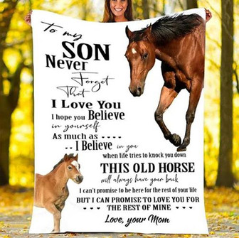 To My Son This Old Horse Will Always Have Your Back Horse Fleece Blanket Gift For Son From Mom Home Decor Bedding Couch - Thegiftio UK