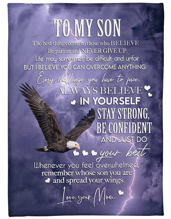 To My Son Be Patient And Never Give Up Fleece Blanket Gift For Family, Birthday, Son, Mother To Son Gift - Thegiftio UK