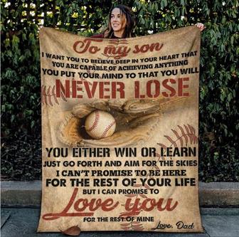 To My Son I Can Promise To Love You For The Rest Of Mine Gift For Son From Dad Fleece Blanket Gift For Baseball Lovers - Thegiftio UK