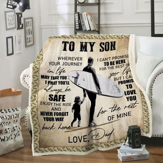 To My Son Sunfring Fleece Blanket, For The Rest Of Mine Gift For Son from Dad Birthday Gift Home Decor Bedding Couch - Thegiftio UK