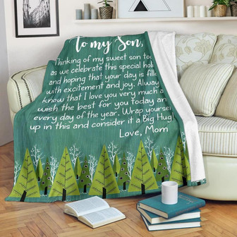 To My Son Thinking Of My Sweet Son Today Christmas Blanket Gift For Son From Mom Birthday Gift Home Decor Bedding Couch - Thegiftio