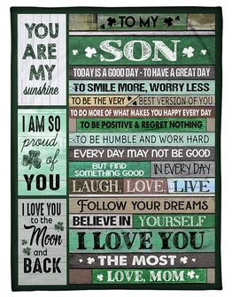 To My Son Today Is A Good Day Clover Blanket Gift For Son From Mom Birthday Gift Home Decor Bedding Couch Sofa Soft - Thegiftio UK