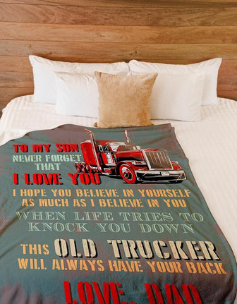 To My Son Never Trucker's Son Fleece Blanket Gift For Family, Birthday, Son, Father To Son Gift Home Decor and Comfy - Thegiftio UK